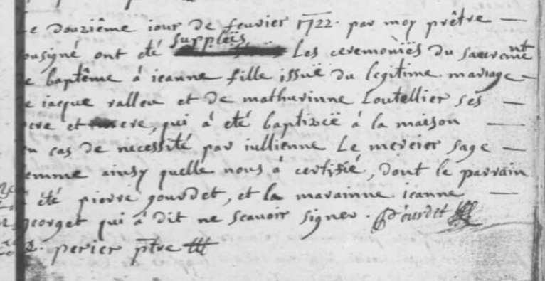 12 fvrier 1722